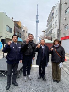 開会の乾杯とスカイツリー